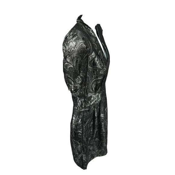 French Connection Art Deco Metallic Dress Silver Deep V Cocktail Party - Picture 5 of 16